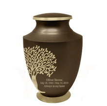 Load image into Gallery viewer, Large/Adult 200 Cubic Inches Solace Tree Brass Funeral Cremation Urn
