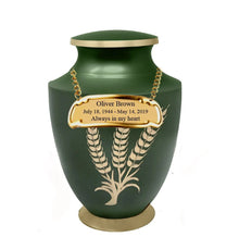 Load image into Gallery viewer, Large/Adult 200 Cubic Inches Solace Wheat Fond Brass Funeral Cremation Urn
