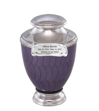 Load image into Gallery viewer, Large/Adult 200 Cubic Inches Zejtar Purple Pearl Metal Funeral Cremation Urn
