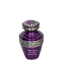 Load image into Gallery viewer, Small/Keepsake 4 Cubic Inches Apollo Purple Brass Funeral Cremation Urn
