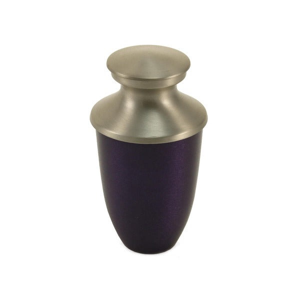 Purple Alloy & Brass Keepsake Funeral Cremation Urn for Ashes, 5 Cubic Inches