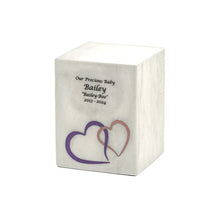 Load image into Gallery viewer, Monumental Memorials Hearts Pink White, Extra Small Urn
