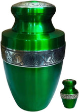 Load image into Gallery viewer, At Peace Memorials Tranquility Green Urn for Ashes SET
