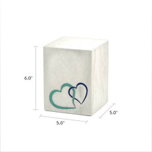 Load image into Gallery viewer, Monumental Memorials Hearts Blue White, Small Urn
