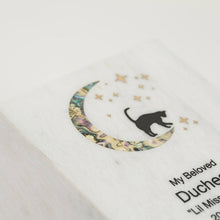 Load image into Gallery viewer, Monumental Memorials Cat &amp; Moon Pink Inlay White, Medium Urn
