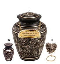 Load image into Gallery viewer, Small/Keepsake 5 Cubic Inches Heart Marvel Golden Aura Brass Funeral Cremation Urn
