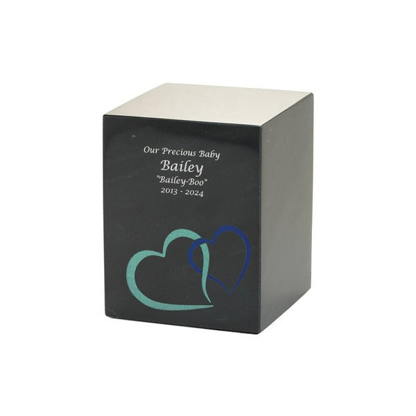 Monumental Memorials Hearts Blue Black, Medium Urn