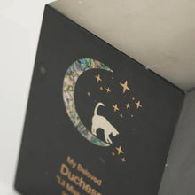 Load image into Gallery viewer, Monumental Memorials Cat &amp; Moon Pink Inlay Black, Extra Small Urn
