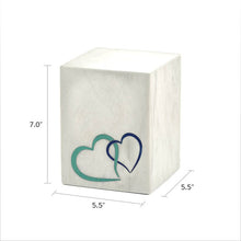 Load image into Gallery viewer, Monumental Memorials Hearts Blue White, Medium Urn
