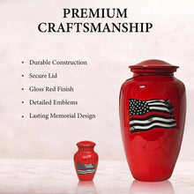 Load image into Gallery viewer, At Peace Memorials Firefighter Red Keepsake Urn for Ashes
