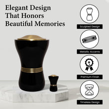 Load image into Gallery viewer, At Peace Memorials Canopic/Blessing Black Urn for Ashes SET
