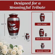 Load image into Gallery viewer, At Peace Memorials Dove Red Urn for Ashes SET
