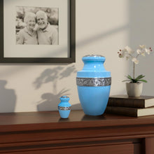 Load image into Gallery viewer, At Peace Memorials Tranquility Blue Urn for Ashes SET

