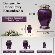 Load image into Gallery viewer, At Peace Memorials Hotep Dark Purple Urn for Ashes SET
