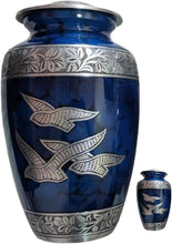 Load image into Gallery viewer, At Peace Memorials Dove Blue Urn for Ashes SET
