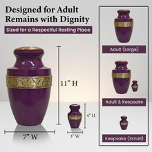 Load image into Gallery viewer, At Peace Memorials Tranquility Dark Purple Adult Urn for Ashes
