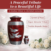 Load image into Gallery viewer, At Peace Memorials Dove Red Adult Urn for Ashes
