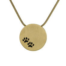 Load image into Gallery viewer, Stainless Steel Bronze Pendant w/Paw Prints and Chain Cremation Urn for Ashes
