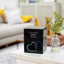 Load image into Gallery viewer, Monumental Memorials Hearts Blue Black, Extra Small Urn
