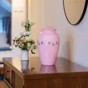 Load image into Gallery viewer, At Peace Memorials Large/Adult 195 Cubic Inches Classic Paws Pearl Pink Large Pet or Family Pet Urn
