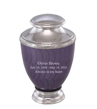 Load image into Gallery viewer, Large/Adult 200 Cubic Inches Zejtar Purple Pearl Metal Funeral Cremation Urn
