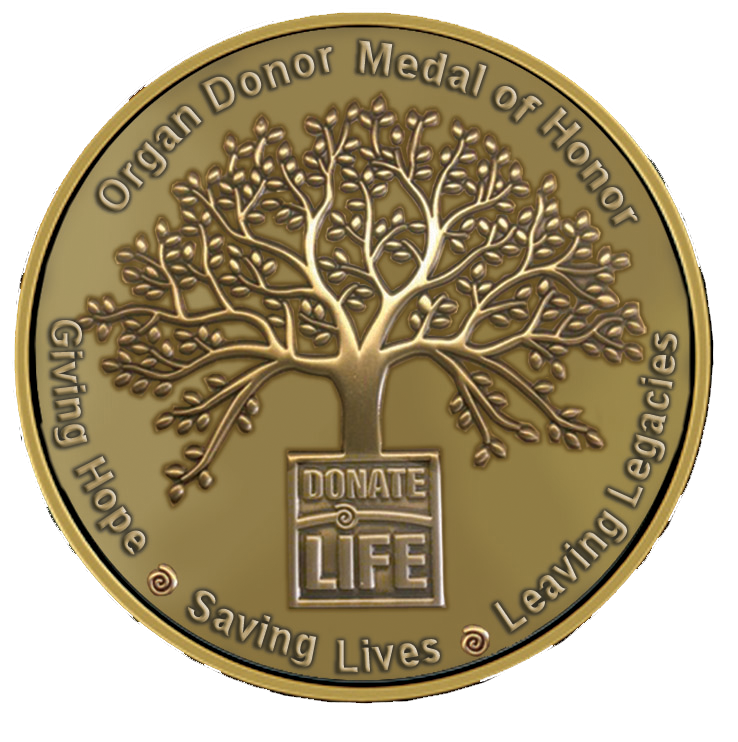 Organ Donor v2 Medallion for Box Cremation Urn/Flag Case - 2 Inch Diameter