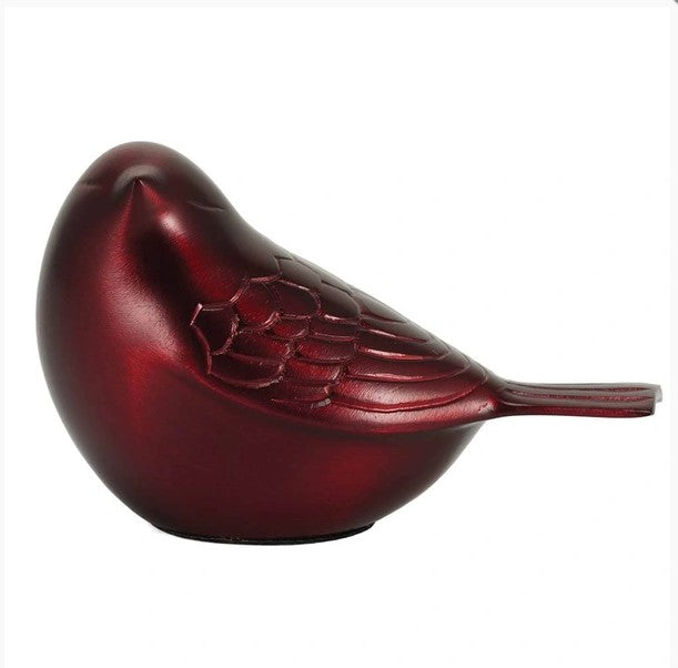Solid Brass Crimson Songbird Keepsake Funeral Cremation Urn for ashes