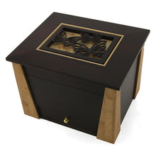 Load image into Gallery viewer, Large 200 Cubic Inch Wood Craftsman Memory Chest Cremation Urn w/Butterflies
