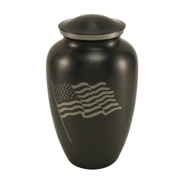 Large Funeral Cremation Urn for ashes, 210 Cubic Inches - Classic Flag