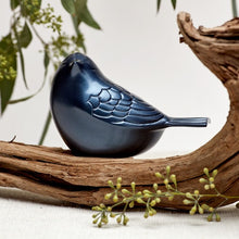 Load image into Gallery viewer, New, Solid Brass Frost Blue Songbird Keepsake Funeral Cremation Urn for ashes
