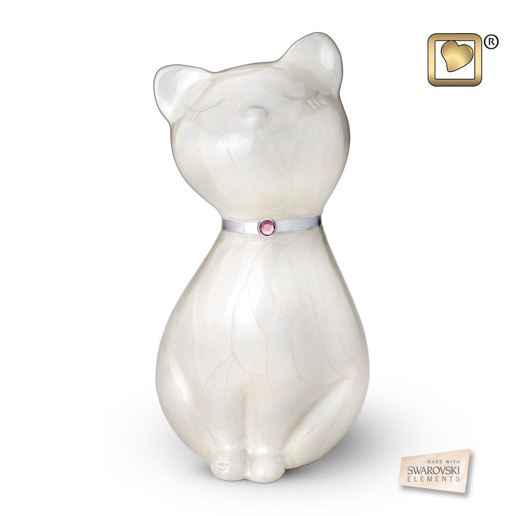 White Princess Cat Pet Funeral Cremation Urn, 43 Cubic Inches