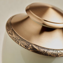 Load image into Gallery viewer, Adult Aluminum &amp; Brass White Funeral Cremation Urn for Ashes, 200 Cubic Inches
