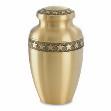 Load image into Gallery viewer, Large/Adult 220 Cubic Inches Gold Star&#39;s Ring Brass Cremation Urn for Ashes
