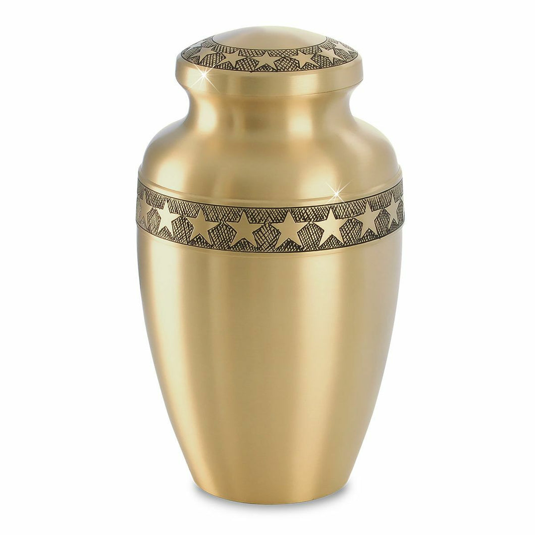 Large/Adult 220 Cubic Inches Gold Star's Ring Brass Cremation Urn for Ashes