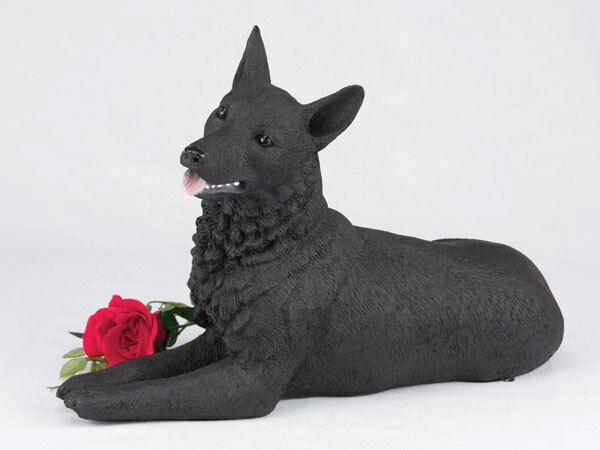 Large 196 Cubic Inches Black German Shepherd Resin Urn for Cremation Ashes