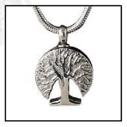 Soulful Tree Stainless Steel Funeral Cremation Urn Pendant w/Chain for Ashes