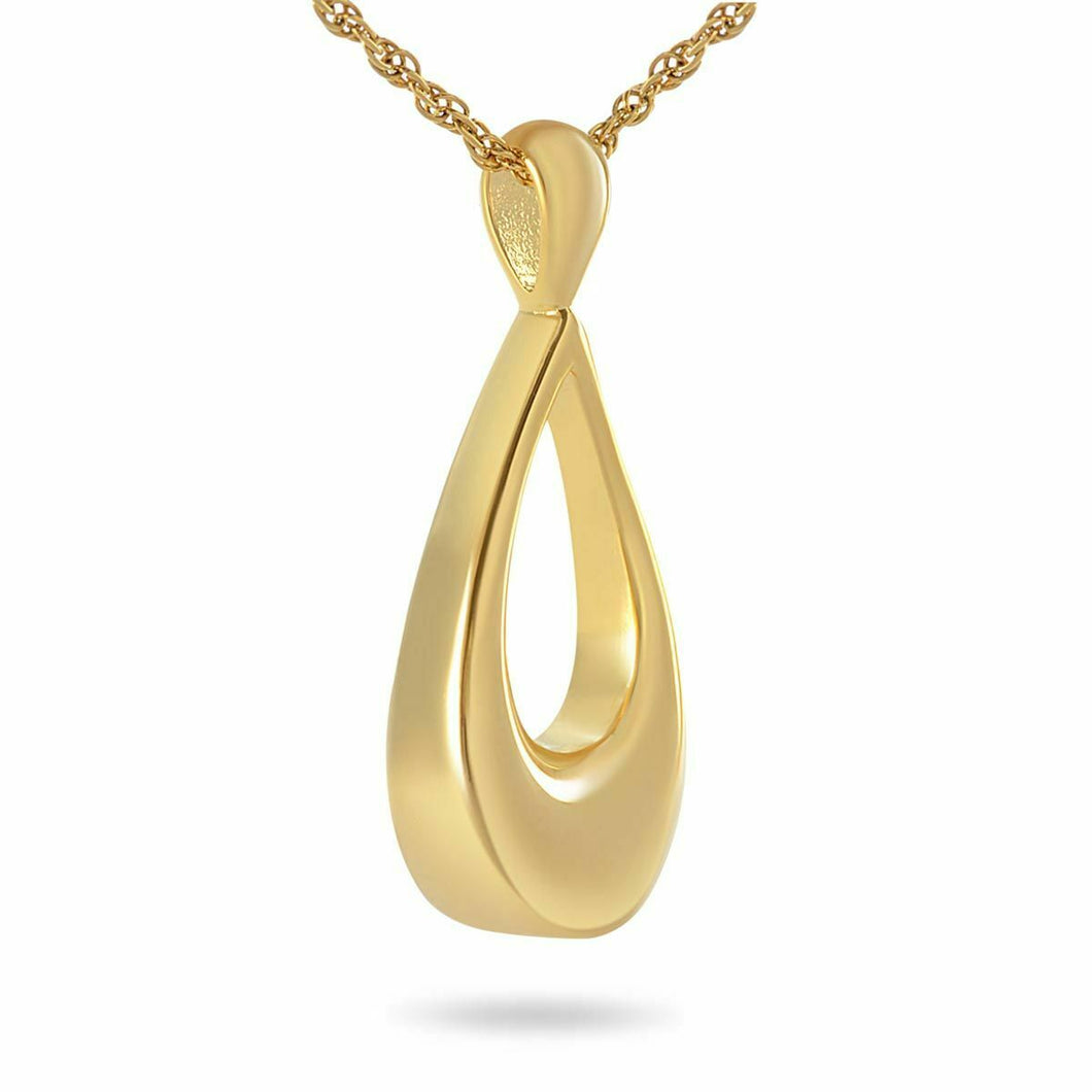10K Solid Gold Tear Drop Pendant/Necklace Funeral Cremation Urn for Ashes