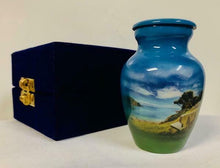 Load image into Gallery viewer, Small/Keepsake 3 Cubic Inch Tranquility Hillside Funeral Cremation Urn for Ashes
