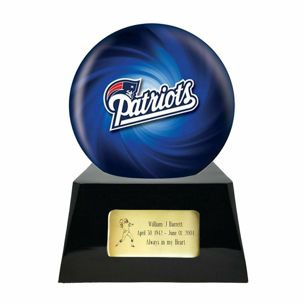 Large/Adult 200 Cubic Inch New England Patriots Metal Ball on Cremation Urn Base