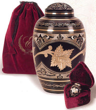 Load image into Gallery viewer, Set of Adult (202 cubic inch) &amp; Keepsake (3 inch) Brass Funeral Cremation Urns
