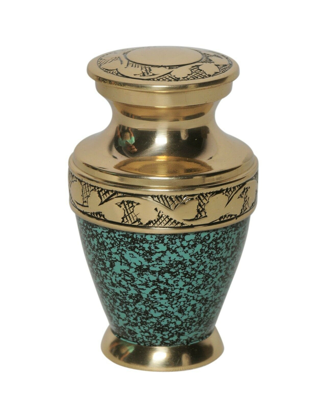 Small/Keepsake 3 Cubic Inches Green Patina Miniature Brass Cremation Urn