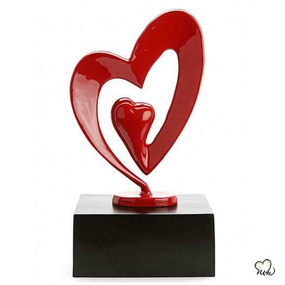 Large/Adult 210 Cubic Inch Aluminum Double Heart Funeral Cremation Urn for Ashes