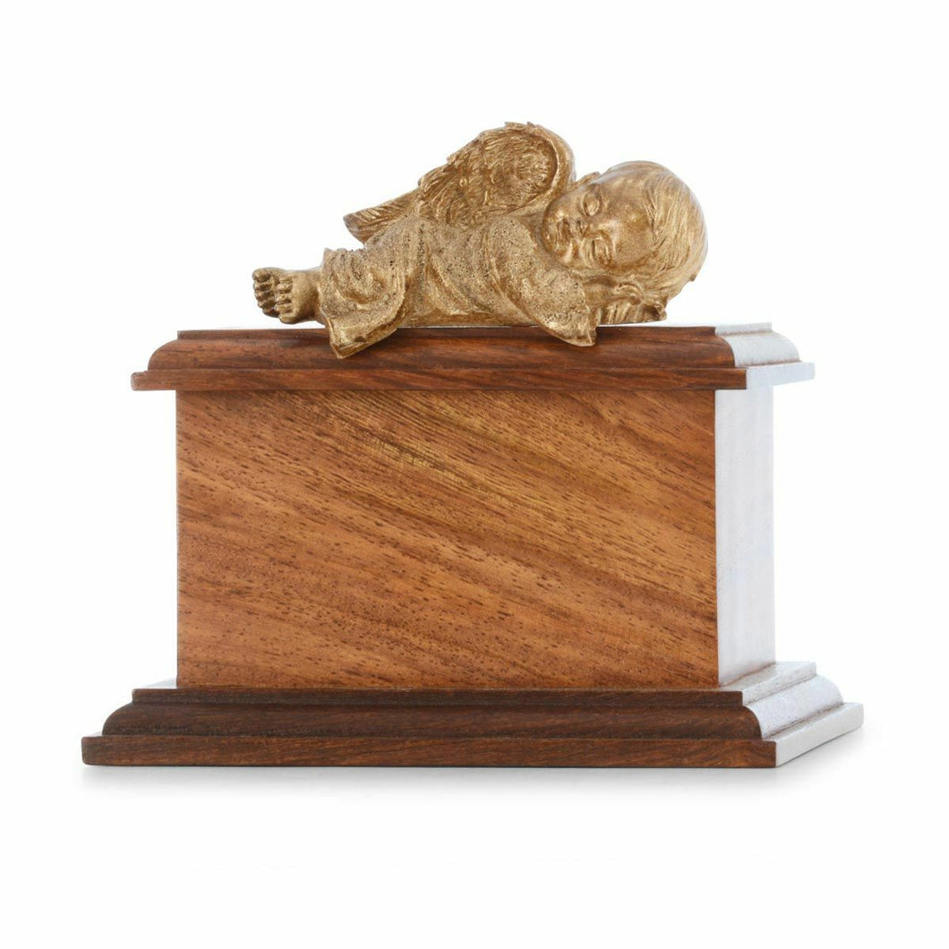 Small/Keepsake 40 Cubic Inch Wood Sleeping Baby Funeral Cremation Urn