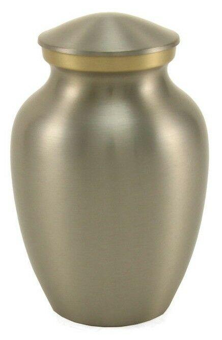 Small/Keepsake Classic Pet Brass Pewter Funeral Cremation Urn, 25 Cubic Inches