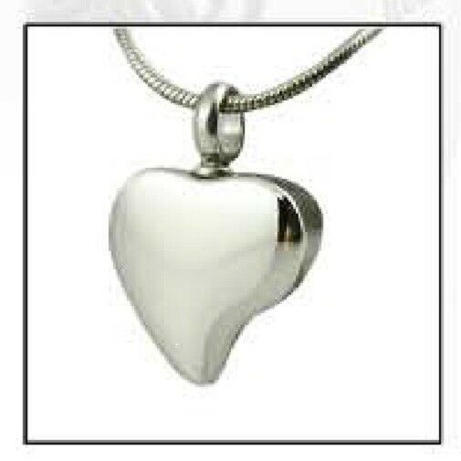 Tear Drop Heart Stainless Steel Cremation Urn Jewelry Pendant w/Chain