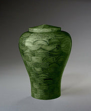 Load image into Gallery viewer, Lily Green Oak Wood Infant/Child/Pet Funeral Cremation Urn, 94 Cubic Inches

