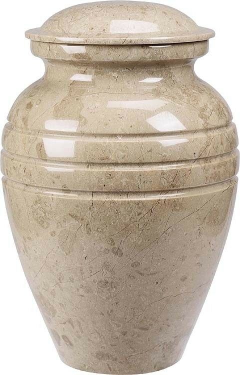 Cream  Color, Adult Funeral Cremation Urn made out of a block of Solid Marble