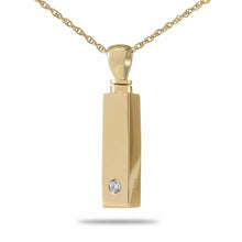 Load image into Gallery viewer, Small/Keepsake Gold Color Bar w. Crystal Pendant Funeral Cremation Urn for Ashes
