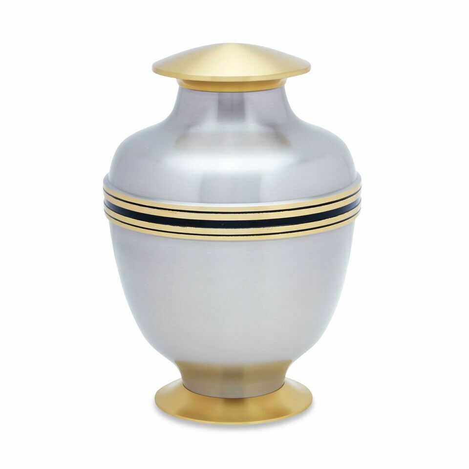 Large/Adult 210 Cubic Ins  Venice White & Gold Funeral Cremation Urn for Ashes