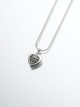 Load image into Gallery viewer, Sterling Silver Heart w/ Filigree Insert Memorial Pendant Funeral Cremation Urn
